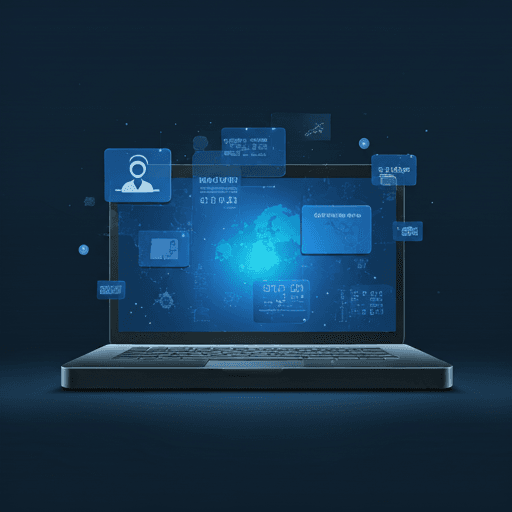 Modern office with software engineers working on large displays